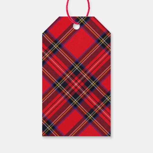 Royal Stewart tartan red black plaid Cadeaulabel (Achterkant)