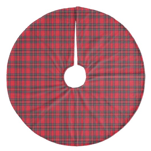 Royal Stewart tartan red black plaid Fleece Kerstboom Rok (Voorkant)