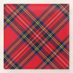 Royal Stewart tartan red black plaid Glazen Onderzetter