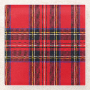 Royal Stewart tartan red black plaid Glazen Onderzetter