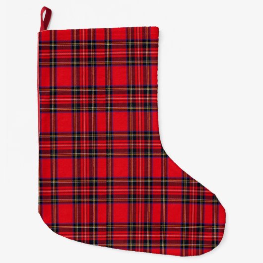 Royal Stewart tartan red black plaid Grote Kerstsok (Voorkant)