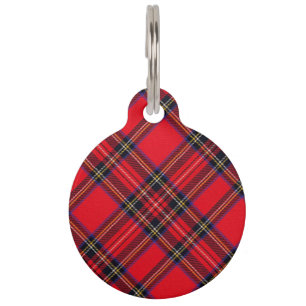 Royal Stewart tartan red black plaid Huisdierpenning