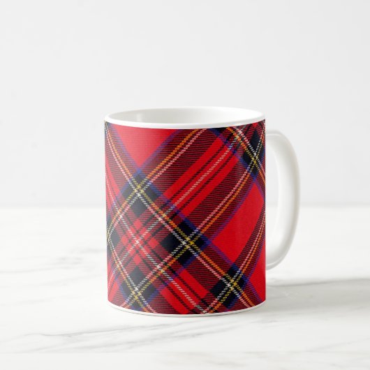 Royal Stewart tartan red black plaid Koffiemok (Voorkant rechts)