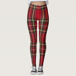 Royal Stewart tartan red black plaid Leggings