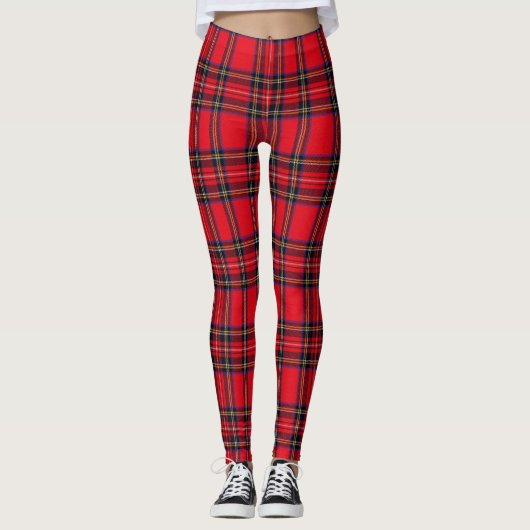 Royal Stewart tartan red black plaid Leggings (Voorkant)