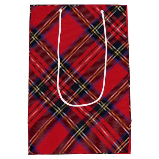 Royal Stewart tartan red black plaid Medium Cadeauzakje (Achterkant)
