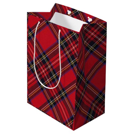Royal Stewart tartan red black plaid Medium Cadeauzakje (Achterkant Gekanteld)