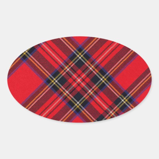 Royal Stewart tartan red black plaid Ovale Sticker (Voorkant)