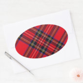 Royal Stewart tartan red black plaid Ovale Sticker (Envelop)