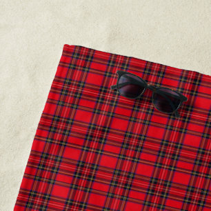 Royal Stewart tartan red black plaid Strandlaken