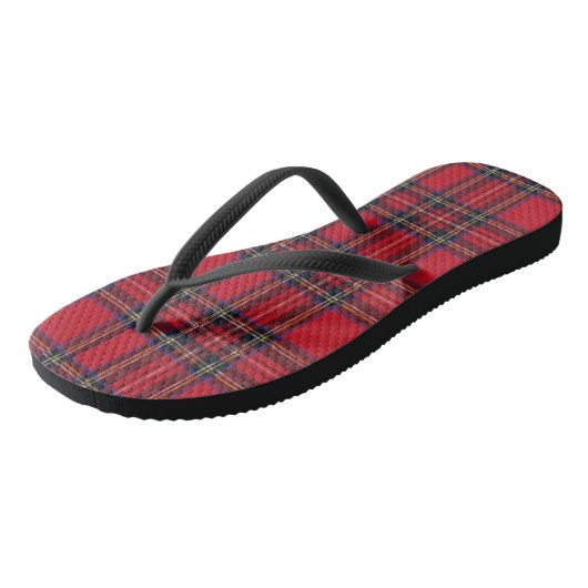 Royal Stewart tartan red black plaid Teenslippers (Schuin)