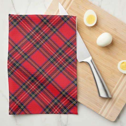 Royal Stewart tartan red black plaid Theedoek (Quarter Fold)
