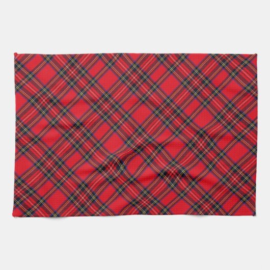 Royal Stewart tartan red black plaid Theedoek (Horizontaal)