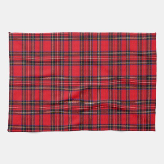 Royal Stewart tartan red black plaid Theedoek (Horizontaal)