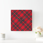 Royal Stewart tartan red black plaid Vierkante Klok (Huis)