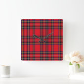 Royal Stewart tartan red black plaid Vierkante Klok (Huis)