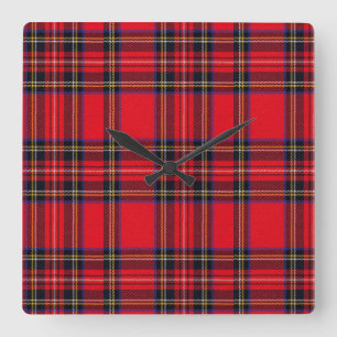 Royal Stewart tartan red black plaid Vierkante Klok