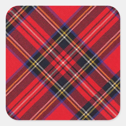 Royal Stewart tartan red black plaid Vierkante Sticker (Voorkant)