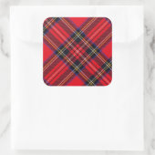 Royal Stewart tartan red black plaid Vierkante Sticker (Tas)