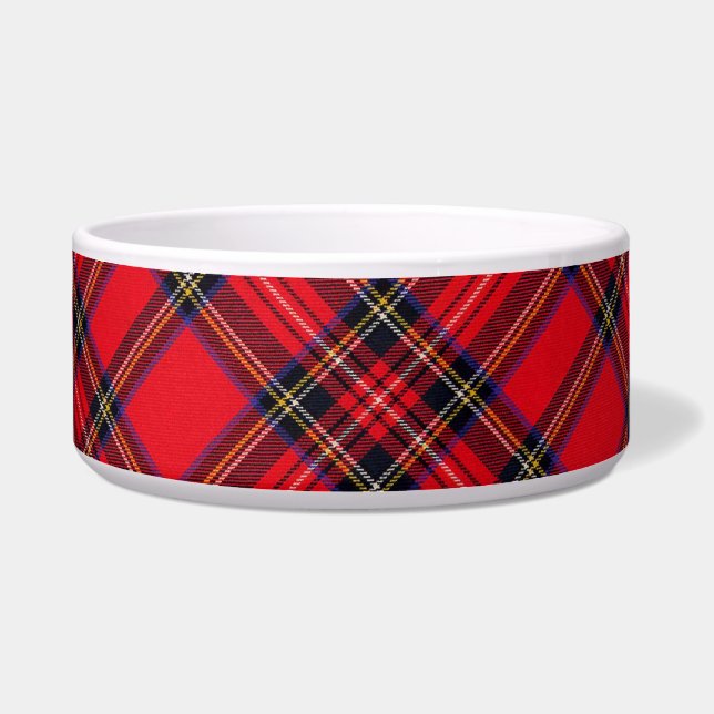 Royal Stewart tartan red black plaid Voerbakje (Voorkant)