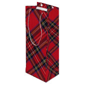 Royal Stewart tartan red black plaid Wijn Cadeautas (Achterkant Gekanteld)