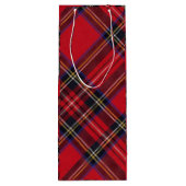 Royal Stewart tartan red black plaid Wijn Cadeautas (Achterkant)