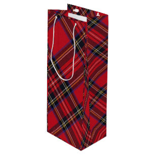 Royal Stewart tartan red black plaid Wijn Cadeautas