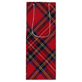 Royal Stewart tartan red black plaid Wijn Cadeautas (Voorkant)