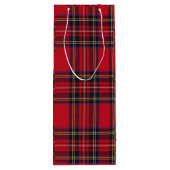 Royal Stewart tartan red black plaid Wijn Cadeautas (Achterkant)
