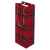 Royal Stewart tartan red black plaid Wijn Cadeautas (Voorkant Gekanteld)