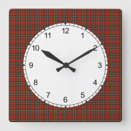 Royal Stewart Tartan Red Scottish Pset Pattern Vierkante Klok