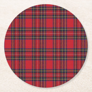 Royal Stewart Tartan Ronde Kartonnen Onderzetter