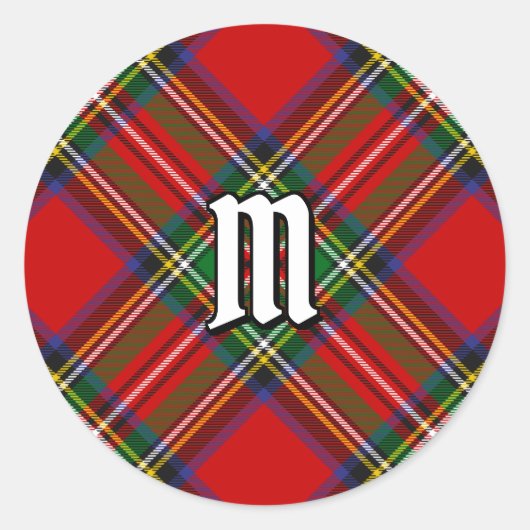 Royal Stewart Tartan Ronde Sticker (Voorkant)