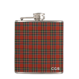 Royal Stewart Tartan Rood Schots geruit Monogram Heupfles