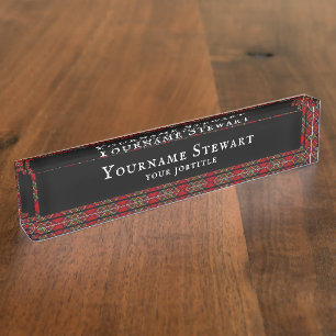 Royal Stewart Tartan Schotse Plaid Bureaustoel Naambordje