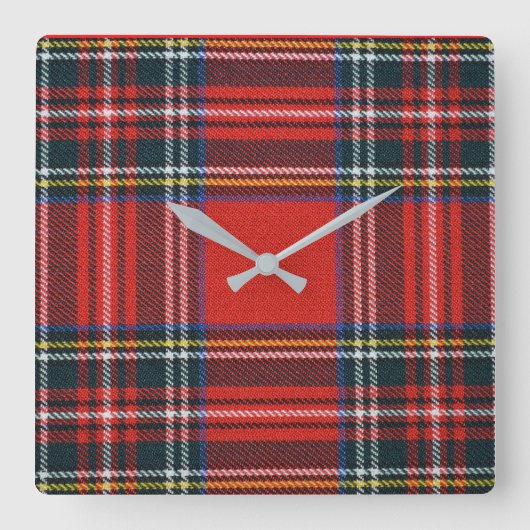 Royal Stewart Tartan Square Wall klok (Voorkant)