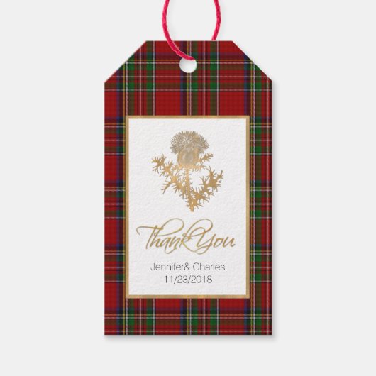 Royal Stewart Thistle Wedding Favor Cadeau Labels Cadeaulabel (Voorkant)