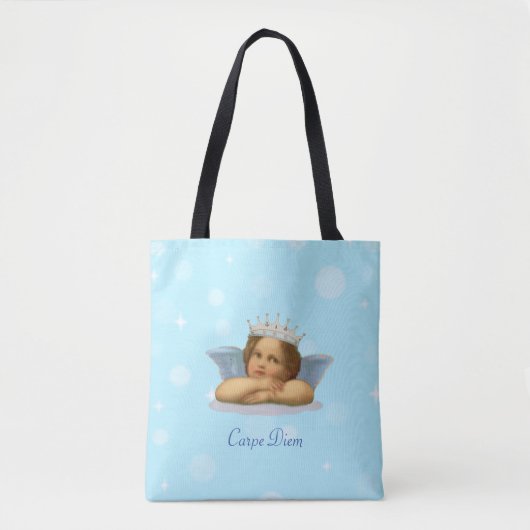 Royal Stijlvolle Raphael Cherub op Lichtblauw Tote Bag (Voorkant)