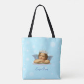 Royal Stijlvolle Raphael Cherub op Lichtblauw Tote Bag (Achterkant)