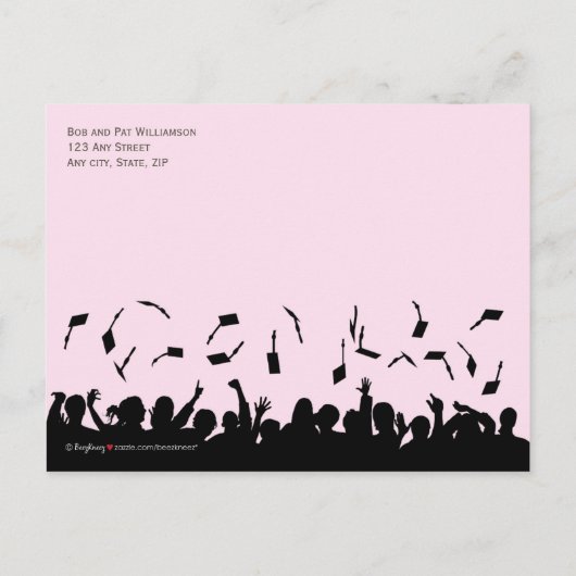 Royal Stripes Afstuderen Aankondiging (roze) (Achterkant)