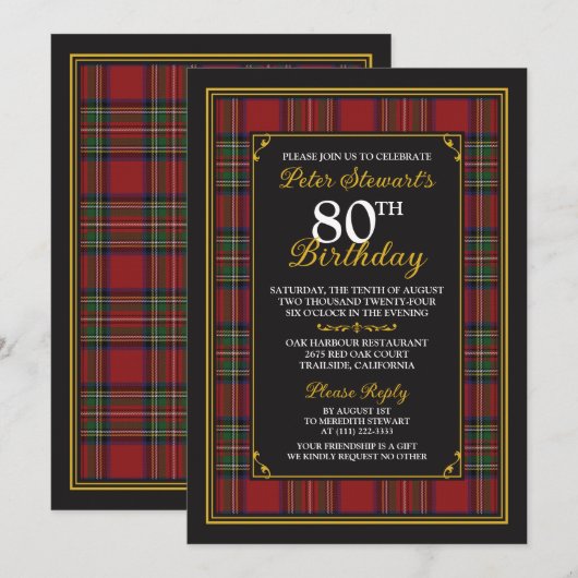 Royal Stuart Royal Stewart Tartan 80ste verjaardag Kaart (Voorkant / Achterkant)