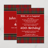 Royal Stuart Tartan 40th Birthday Party Invitation Kaart (Voorkant / Achterkant)