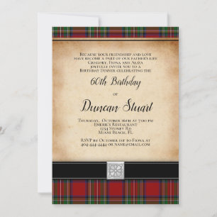 Royal Stuart Tartan 60th Birthday Party Invitation Kaart