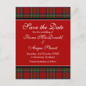 Royal Stuart Tartan Bruiloft Save the Date Briefka Aankondigingskaart (Voorkant)
