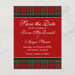 Royal Stuart Tartan Bruiloft Save the Date Briefka Aankondigingskaart