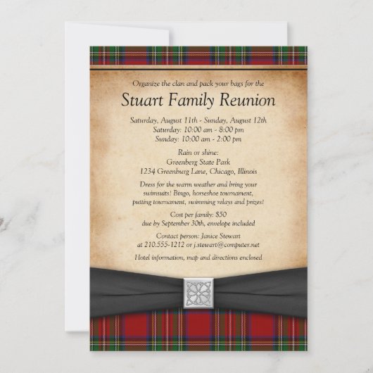 Royal Stuart Tartan Family Reunion Uitnodiging (Voorkant)