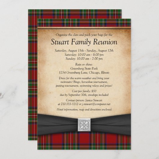 Royal Stuart Tartan Family Reunion Uitnodiging (Voorkant / Achterkant)