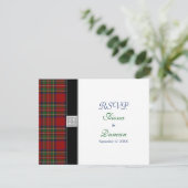 Royal Stuart Tartan Keltische Bruiloft Reactie Kaa RSVP Kaartje (Staand voorkant)