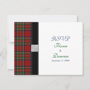 Royal Stuart Tartan Keltische Huwelijksreactiekaar RSVP Kaartje