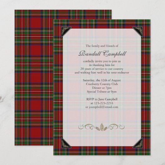 Royal Stuart Tartan Retirement Party Invitation Kaart (Voorkant / Achterkant)